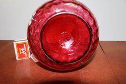 Stunning Large Antique Dimple Ruby Glass Jug 