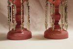 Stunning Large Pink Milk Glass Lustre Vases C1875