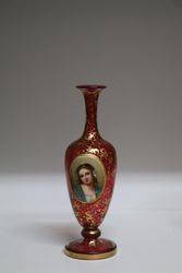 Stunning Pair Of Cameo Portrait Vases Fine Gilt on Ruby C1860 