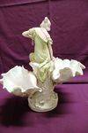 Stunning Royal Dux Figure With Two Shell Bowls C1900