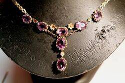 Stunning Victorian Gold and Amethyst Necklace 