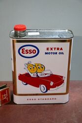 Stunning Vintage Esso Extra Motor Oil 1 litre Pictorial Tin 