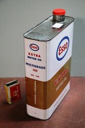 Stunning Vintage Esso Extra Motor Oil 1 litre Pictorial Tin 