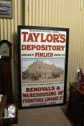 Stunning and Rare Antique TAYLORand39S Pictorial Enamel Sign