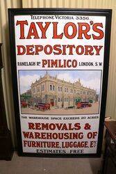 Stunning and Rare Antique TAYLORand39S Pictorial Enamel Sign