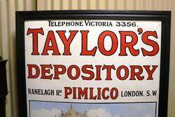 Stunning and Rare Antique TAYLORand39S Pictorial Enamel Sign