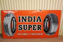 Superb Vintage India Super Tyres Pictorial Enamel Sign 