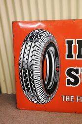 Superb Vintage India Super Tyres Pictorial Enamel Sign 