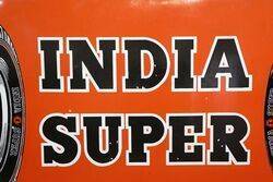 Superb Vintage India Super Tyres Pictorial Enamel Sign 