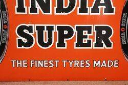 Superb Vintage India Super Tyres Pictorial Enamel Sign 