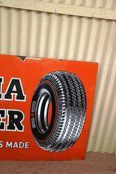 Superb Vintage India Super Tyres Pictorial Enamel Sign 