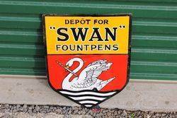 Swan Fount Pens Enamel Advertising Sign