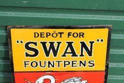 Swan Fount Pens Enamel Advertising Sign