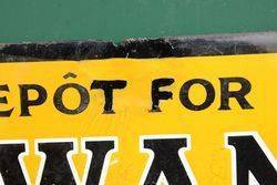Swan Fount Pens Enamel Advertising Sign