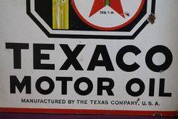 Texaco Motor Oil Doubled Sided Enamel Advertising Sign 