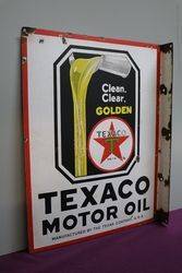 Texaco Motor Oil Doubled Sided Enamel Advertising Sign 