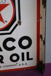 Texaco Motor Oil Doubled Sided Enamel Advertising Sign 