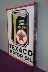 Texaco Motor Oil Doubled Sided Enamel Advertising Sign 