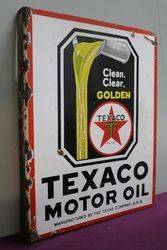 Texaco Motor Oil Doubled Sided Enamel Advertising Sign 