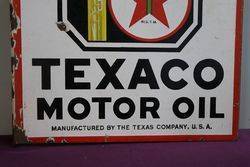 Texaco Motor Oil Doubled Sided Enamel Advertising Sign 