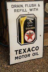 Texaco Motor Oil Enamel Advertising Sign 