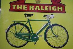 The Raleigh English Bicycles Pictorial Enamel Advertising Sign 