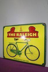 The Raleigh English Bicycles Pictorial Enamel Advertising Sign 