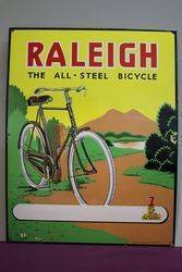 The Raleigh English Bicycles Pictorial Enamel Advertising Sign 