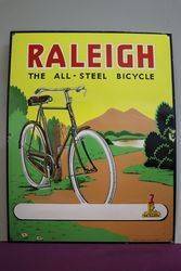 The Raleigh English Bicycles Pictorial Enamel Advertising Sign 
