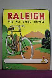 The Raleigh English Bicycles Pictorial Enamel Advertising Sign 