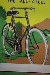 The Raleigh English Bicycles Pictorial Enamel Advertising Sign 