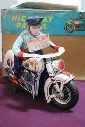 Tin Toy Masudaya Highway Patrol Police Motorcycle 