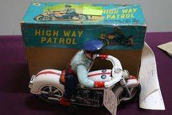 Tin Toy Masudaya Highway Patrol Police Motorcycle 