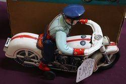 Tin Toy Masudaya Highway Patrol Police Motorcycle 
