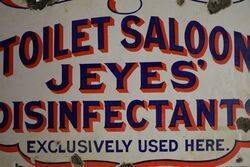 Toilet Saloon Jeyes Disinfectants Enamel Advertising Sign 