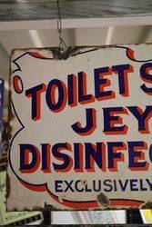 Toilet Saloon Jeyes Disinfectants Enamel Advertising Sign 