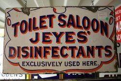 Toilet Saloon Jeyes Disinfectants Enamel Advertising Sign 