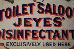 Toilet Saloon Jeyes Disinfectants Enamel Advertising Sign 