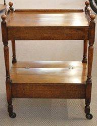 Tray Top Oak Tea Trolley with Lidded Compartment