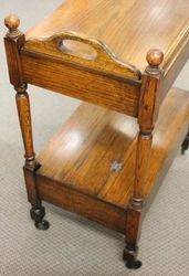 Tray Top Oak Tea Trolley with Lidded Compartment