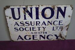 Union Assurance Society Ltd Agency AD1714 Enamel Sign 