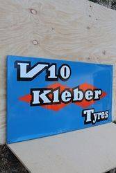 V10 Kleber Tires Aluminum French Advertising Sign 