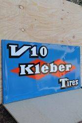 V10 Kleber Tires Aluminum French Advertising Sign  