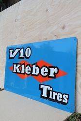 V10 Kleber Tires Aluminum french Advertising Sign  