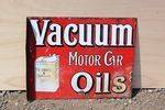 Vacuum Motor Oils Enamel Post Mount Sign