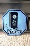 Vedette Wall Clock Double Sided Enamel Sign Arriving Nov
