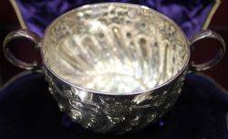 Victorian 2Handled Embossed Porringer London 1899