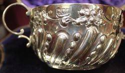 Victorian 2Handled Embossed Porringer London 1899