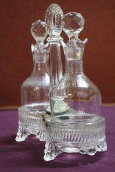 Victorian 2 Bottle Oil + Vinegar Glass Cruet 