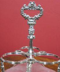 Victorian 3Bottle Tantalus on SilverPlated Stand